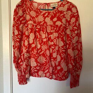 UNIVERSAL THREAD | Long Sleeve Red Floral Print Baby Doll Blouse